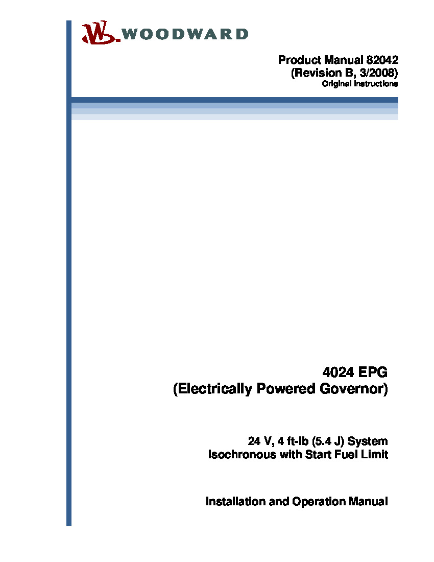 First Page Image of 8256-080 82042 Woodward Installation 4024 EPG Electrically Powered Governor.pdf